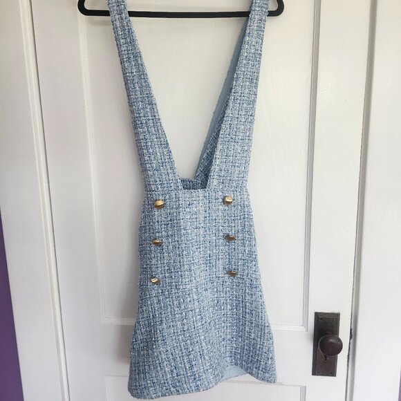 NWT Anthropologie Maeve Tweed Pinafore Skirt, Light Blue, Size 8 - Picture 6 of 9